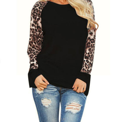 T-shirt Leopard Print Printed Chiffon Top