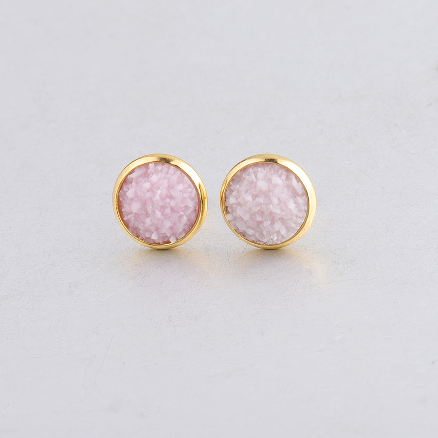 Starry Stainless Steel Water Plated Gold Stud Earrings