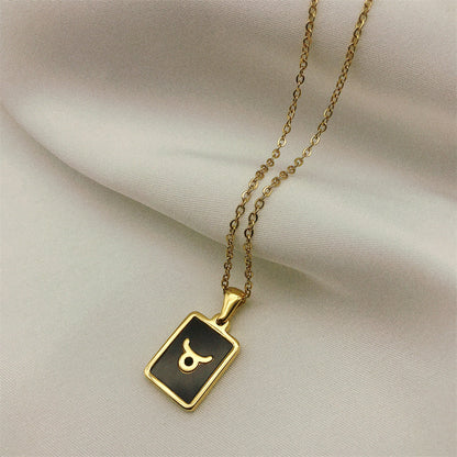 Square Plate Twelve Constellation Rune Necklace