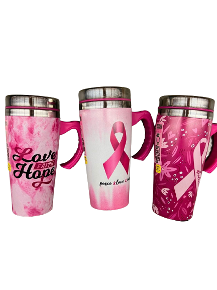 Novelty Closeout - 16 oz Breast Cancer Awareness Coffee Mug Assortment: Closeout Price