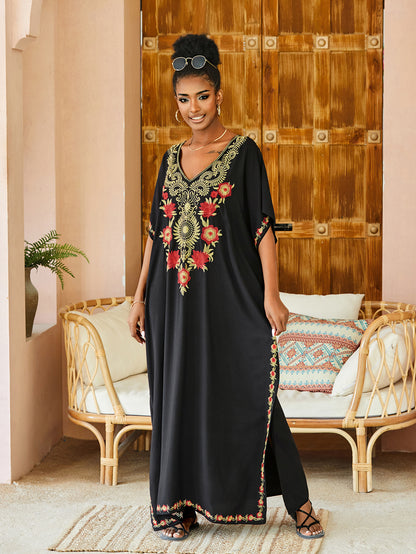 Women's Seaside Vacation Cotton Embroidered Long Skirt Beach Cover-up