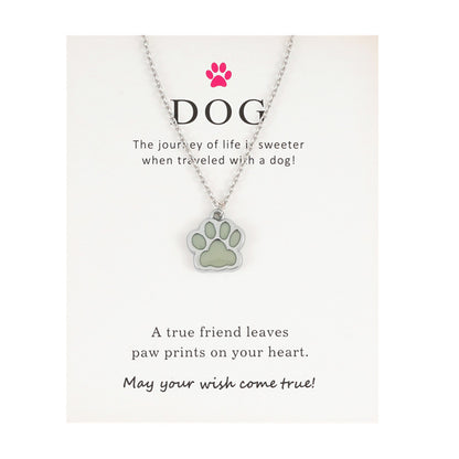 Luminous Dog's Paw Pendant O-type Chain With Stainless Steel Men's And Women's Card Necklace