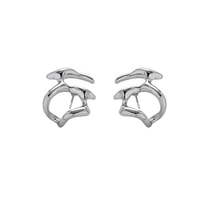 Irregular Liquid Metal Hollow Earrings For Women