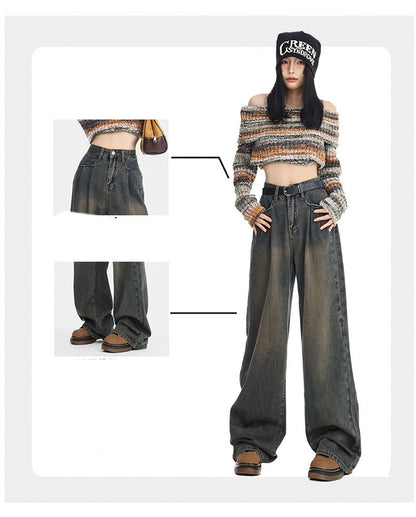 Straight Loose All-match High Waist Wide Leg Pants For Women