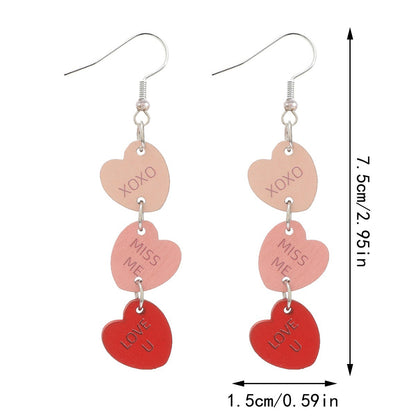 Valentine's Day Multi-layer Love Heart Earrings English Letters