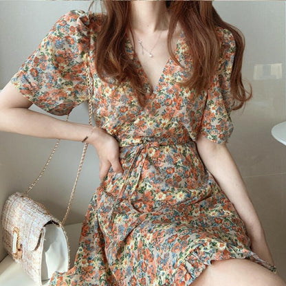 Short Sleeve Floral Dress Summer Fashion Temperament