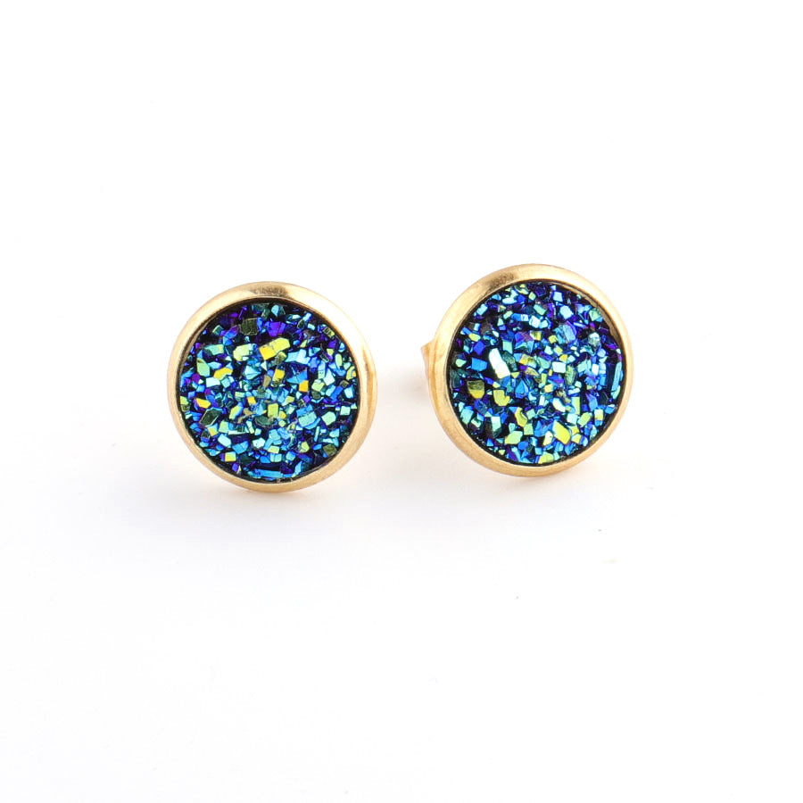 Starry Stainless Steel Water Plated Gold Stud Earrings