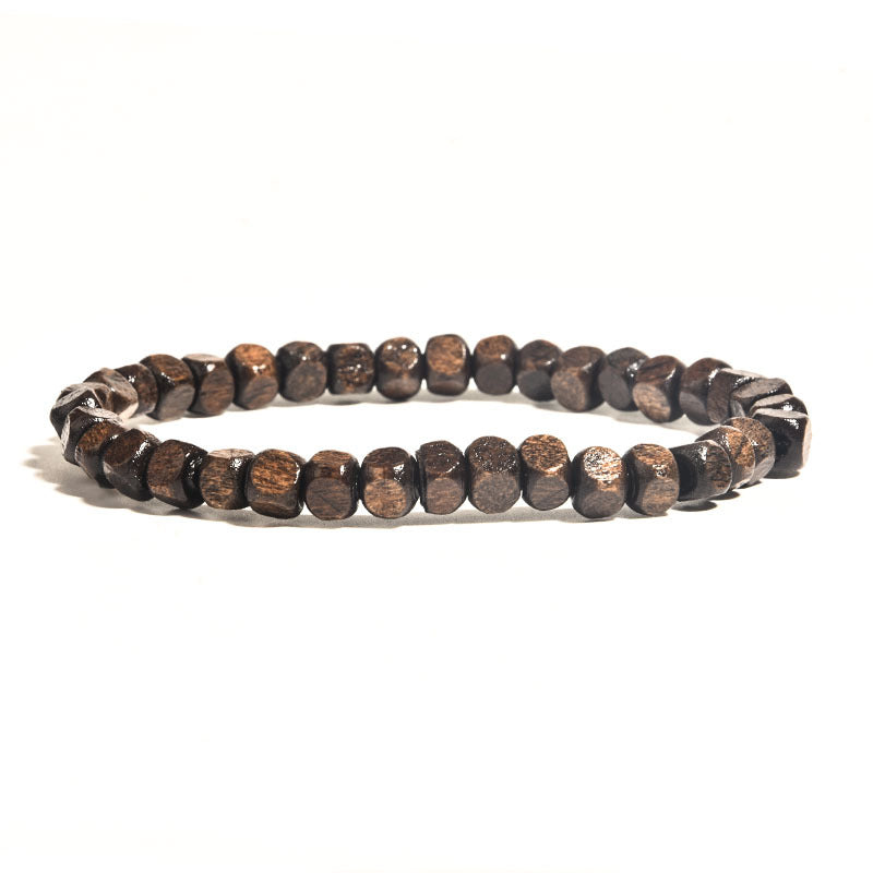 Hematite Beaded Polishing Volcanic Rock Wooden Bead Bracelet