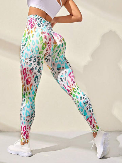 Printed Seamless Yoga High Waist Hip Lift Trousers