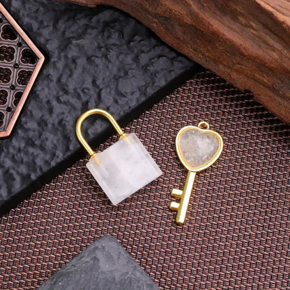 Gold Love Key Heart Lock Pendant Suit