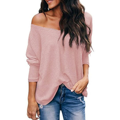 Women's Autumn Loose-fitting Lightweight Thin Large V-neck Plus Size Long-sleeved Sweater