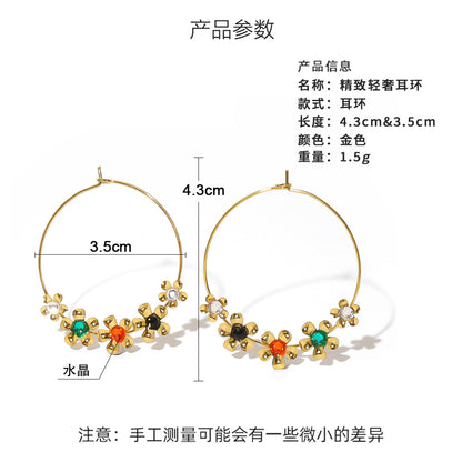 Fashion Vintage Small Flower Metal Women's Stainless Steel Earrings