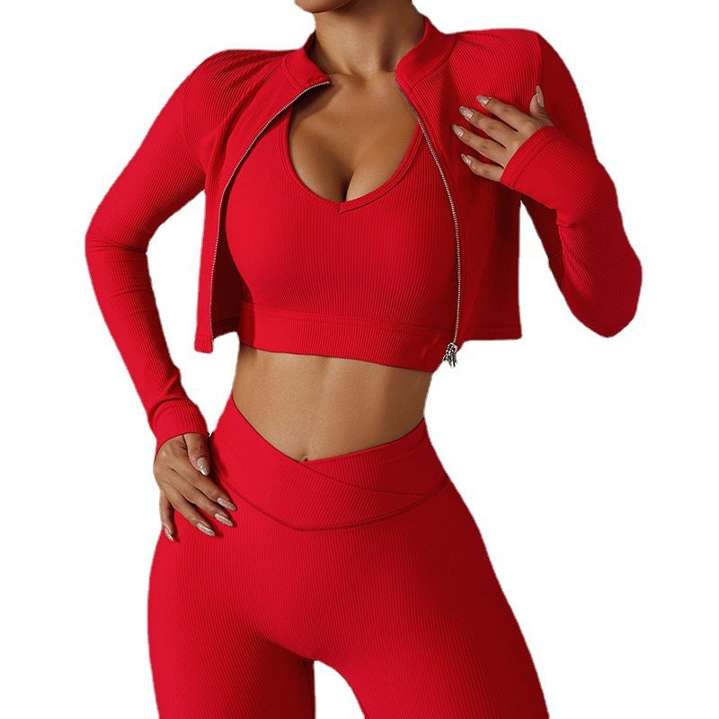 Thread Yoga Clothes Three-piece Long Sleeve Sports