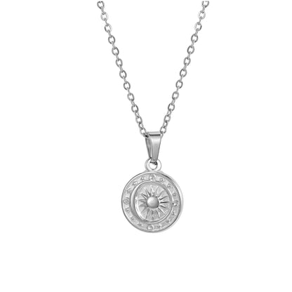 Titanium Steel Sun Moon XINGX Compass Pendant Necklace