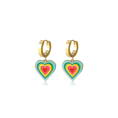 Fashionable Personalized All-match Stainless Steel Gold-plated Earrings