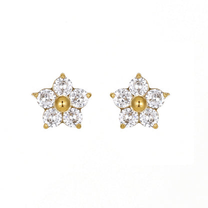 Small And Sweet Diamond Petal Stud Earrings Women