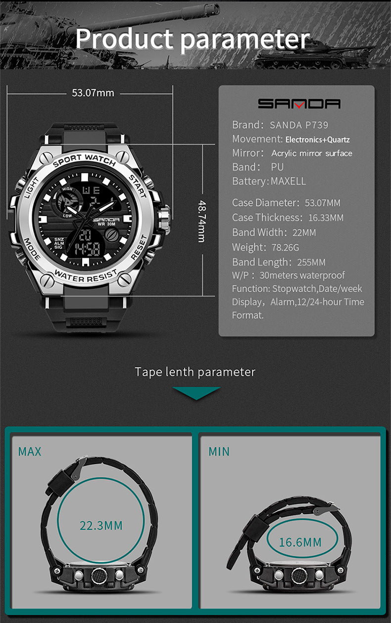 Trendy Multifunctional Digital Waterproof Electronic Watch