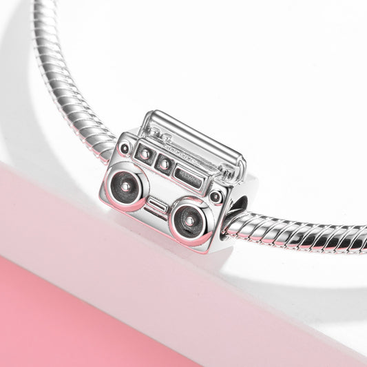 Rock Band Series Speaker S925 Sterling Silver Beaded Bracelet Necklace Diy Accessories