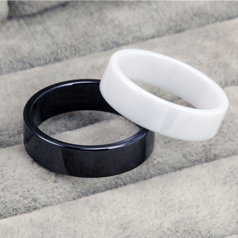 Black And White Ceramic Ring Korean Style