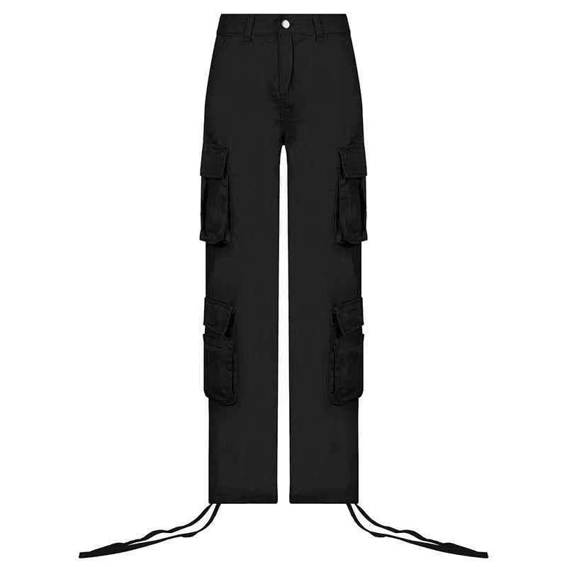 Street Hip-hop Trousers With Pockets Low Waist Overalls Fashion Casual Cargo Pants