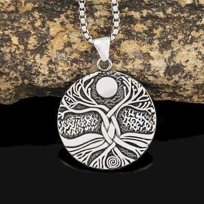 Lucky Tree Stainless Steel Viking Pendant Vintage Necklace