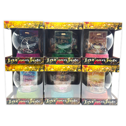 Novelty Closeout - Love Never Fails Light Up Glass Globe Keepsake- 6/Pack: CLOSEOUT PRICE