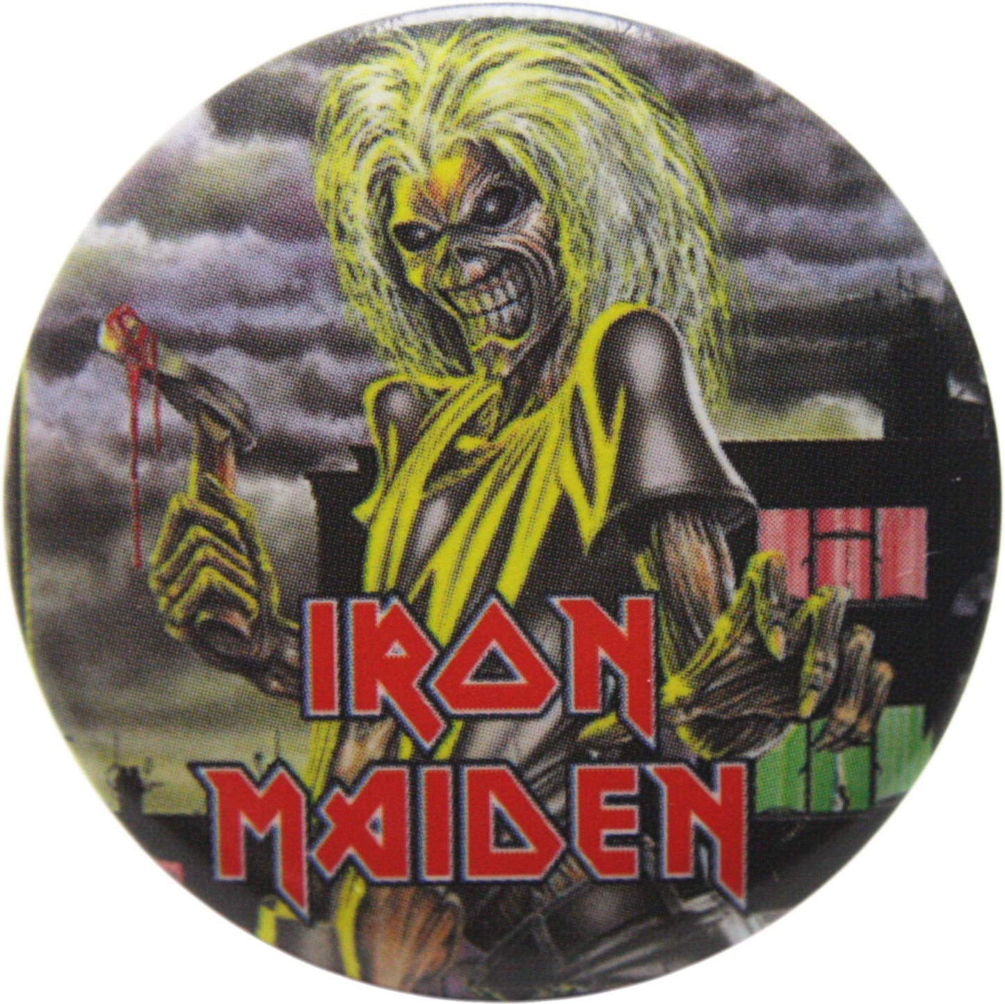 Square Deal Recordings & Supplies - Pin-on Button - 1.25 Inch - Iron Maiden - "Killers" Art