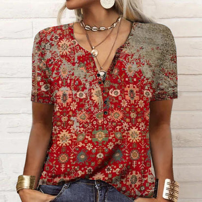 Women's Short-sleeved Printed Ethnic Fashion T-shirt