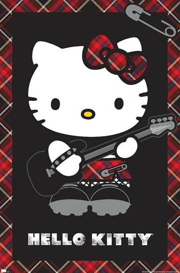 Posters Wholesale - Hello Kitty Punk Rock Anime Poster 24X36: Cardboard Back & ClearBag