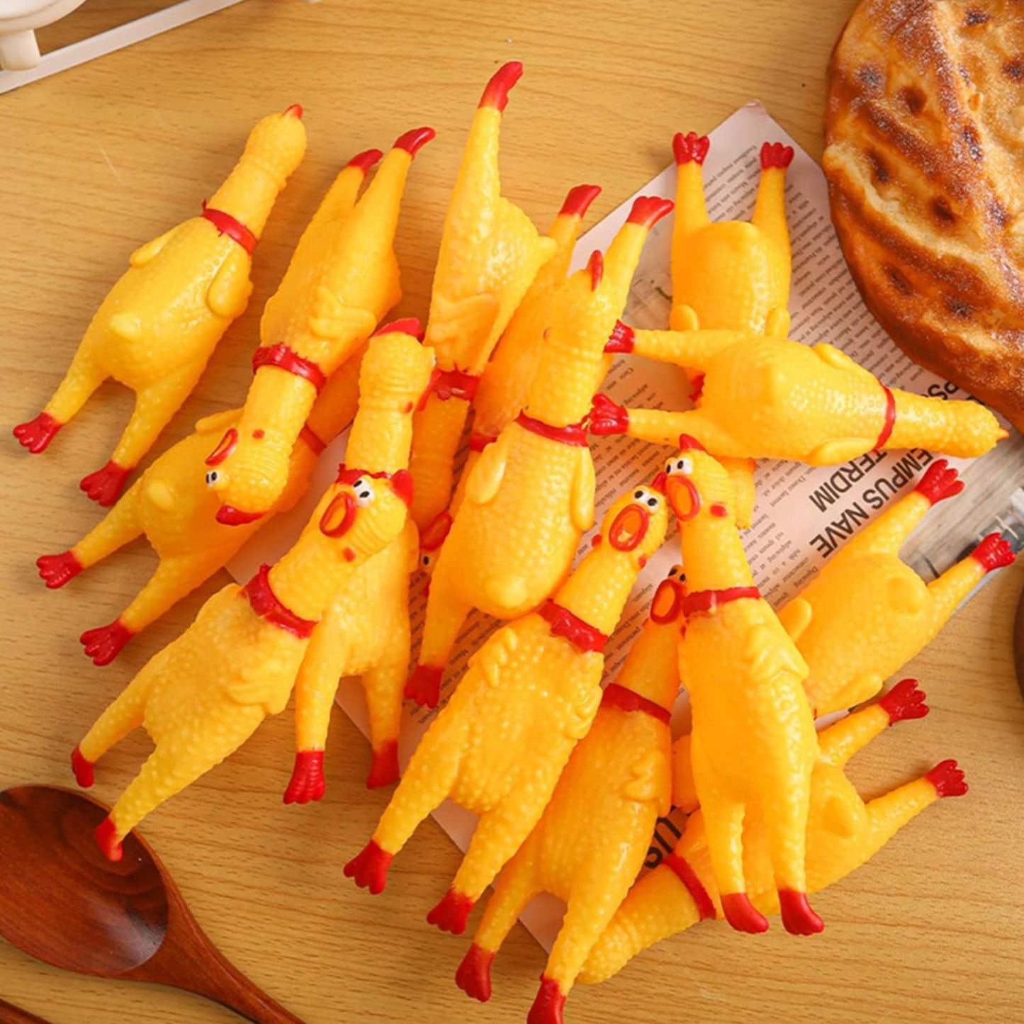 Tsyware - Small Squeaky Rubber Chicken Chew Toy, Playful Squeeze Sound