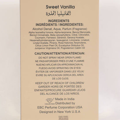 MYS Wholesale Inc - Sweet Vanilla Spray Perfume Eau de Parfum for Women