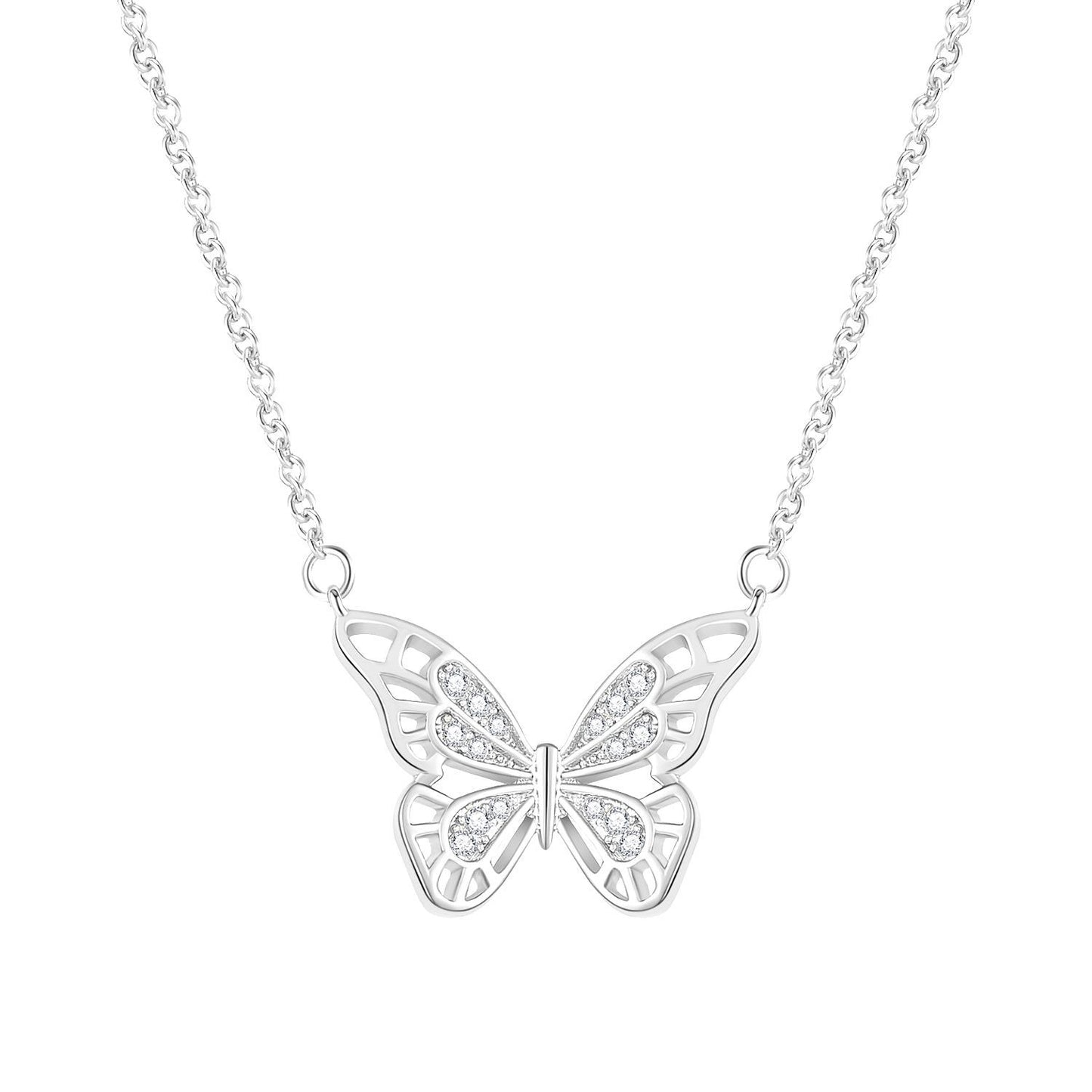 Women's Hollow-out Micro Inlaid Zircon Butterfly Element Necklace