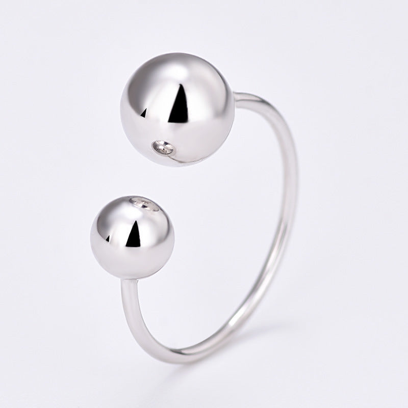 Asymmetric Glossy Round Beads Ring