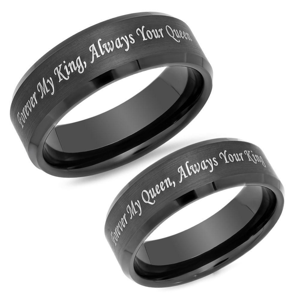 Titanium Steel Couple Ring Black Matte Facing Ring