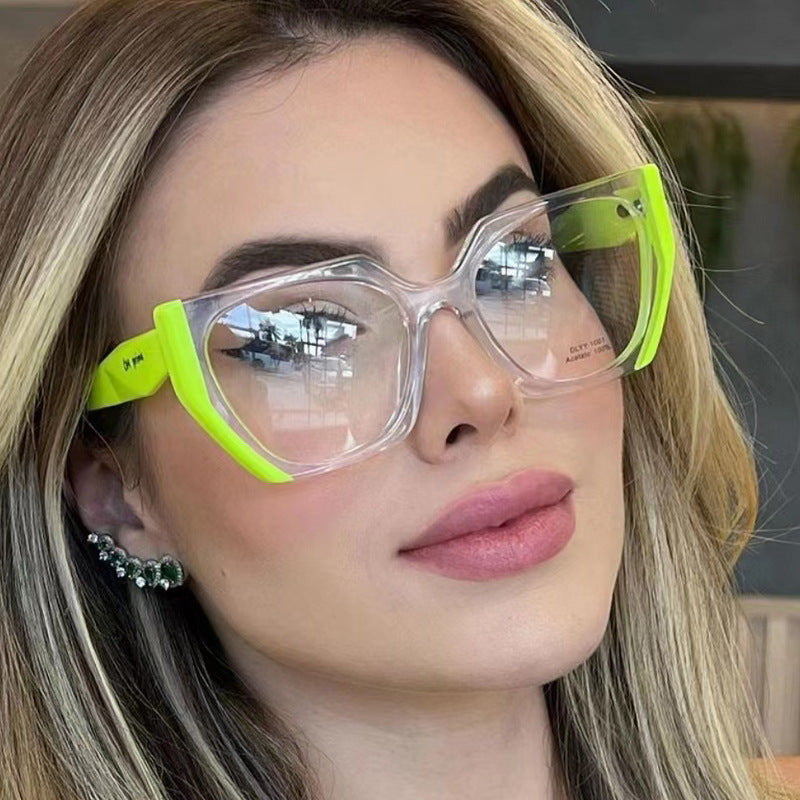 Women's Fashion Anti-blue Light Contrast Color Rectangular Frame Glasses