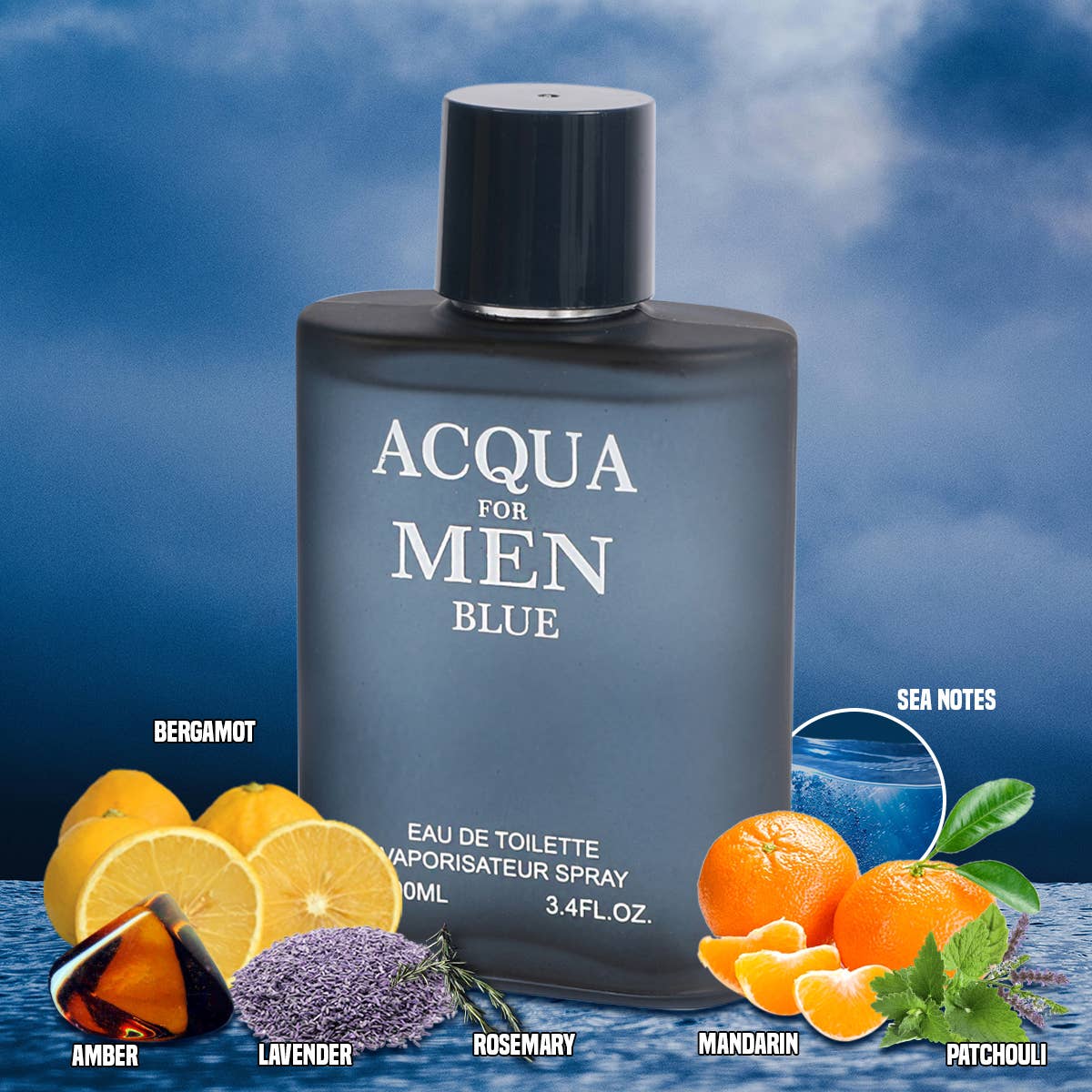 MYS Wholesale Inc - Acqua For Men Blue Spray Cologne Eau De Toilette For Men