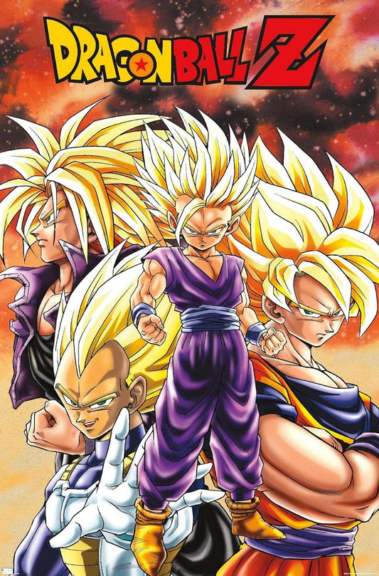 Posters Wholesale - Dragon Ball Z Saiyans Anime Series Size 24X36: Cardboard Back & Clear Bag