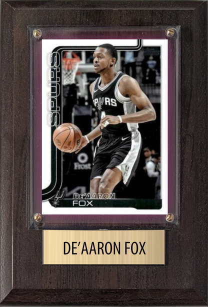 C And I Collectables - De'Aaron Fox San Antonio Spurs 2026 2025 2024 Topps Prizm Hoops Panini Gift Plaque 4X6