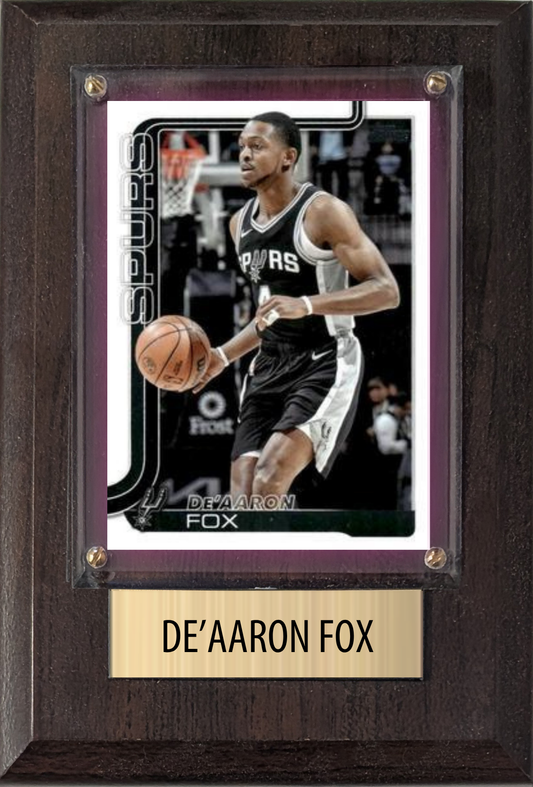 C And I Collectables - De'Aaron Fox San Antonio Spurs 2026 2025 2024 Topps Prizm Hoops Panini Gift Plaque 4X6
