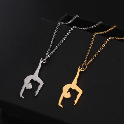 Gymnastics Shape Pendant Stainless Steel Necklace