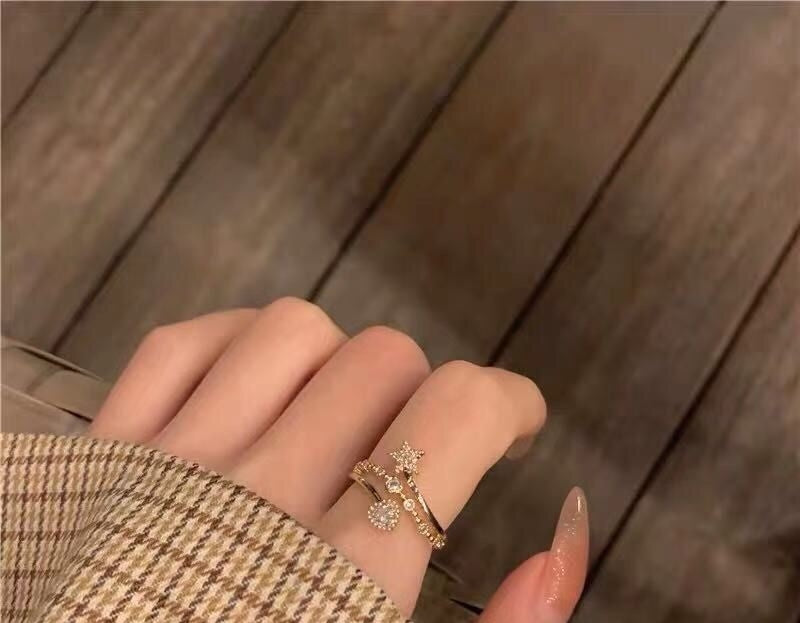 Slightly Inlaid Light Luxury Ring Cold Wind Adjustable