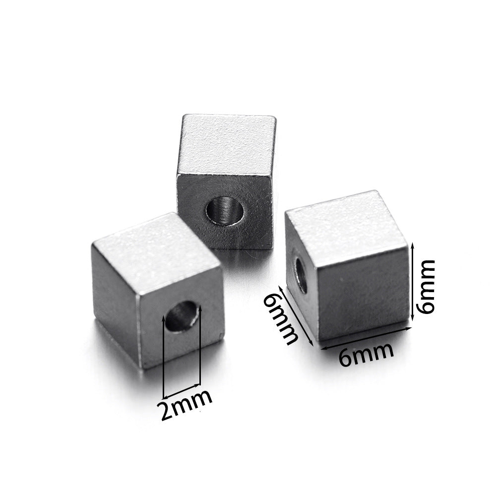 Stainless Steel Cube Interval Beads Loose Accessories