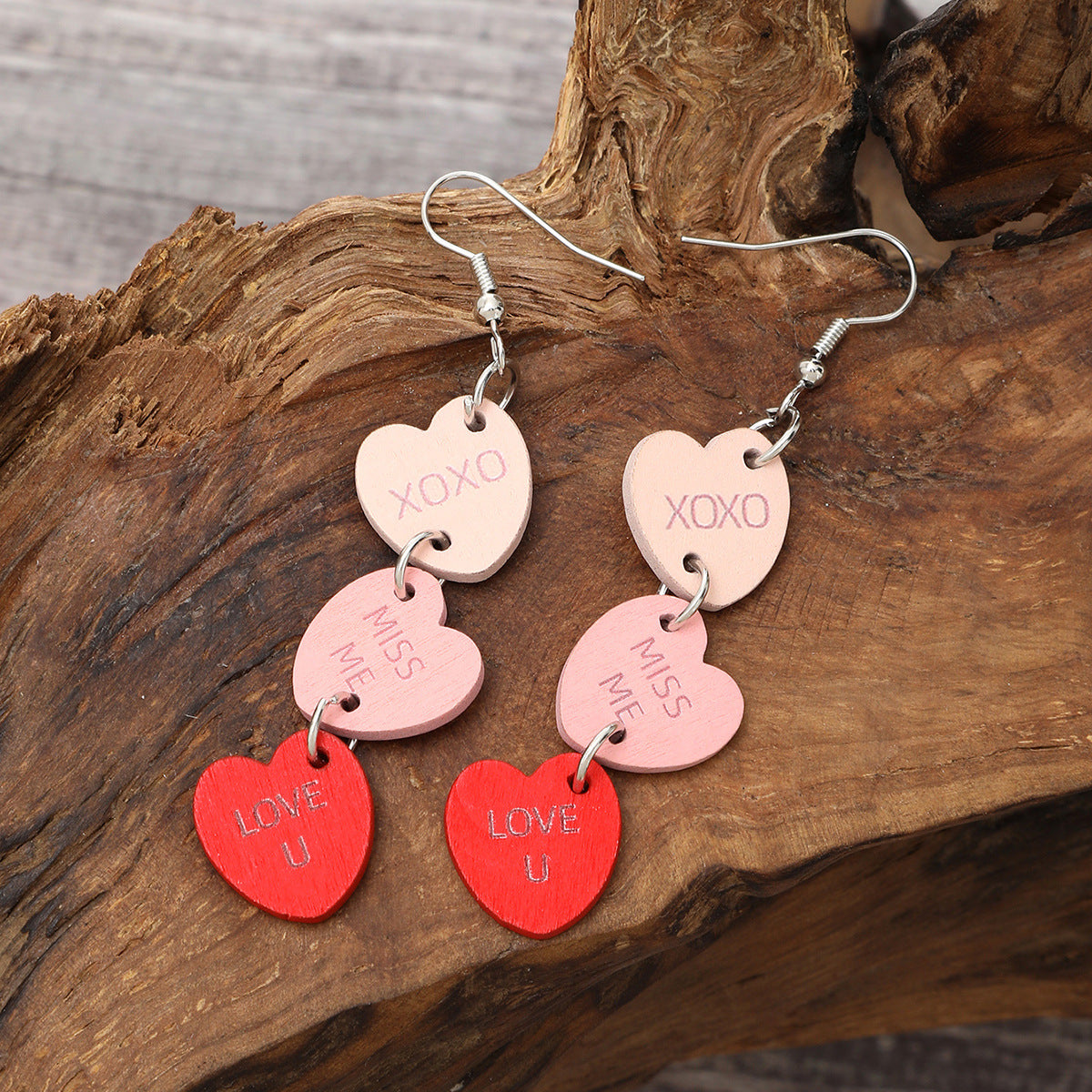 Valentine's Day Multi-layer Love Heart Earrings English Letters