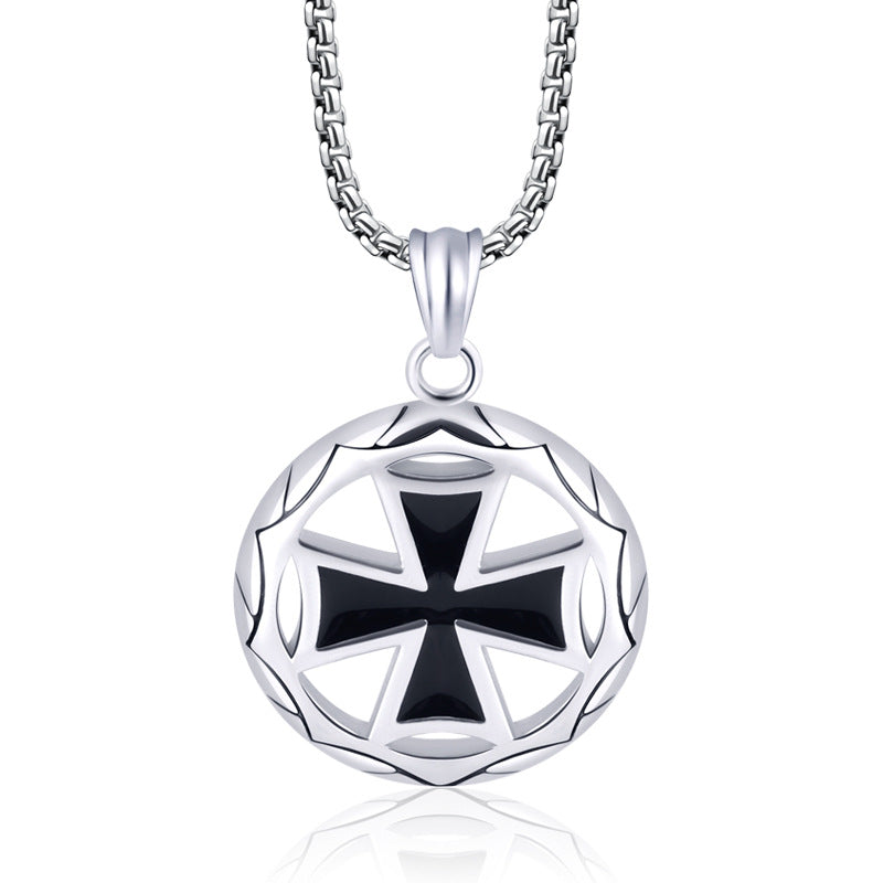 Ring Cross Titanium Steel Men's Necklace