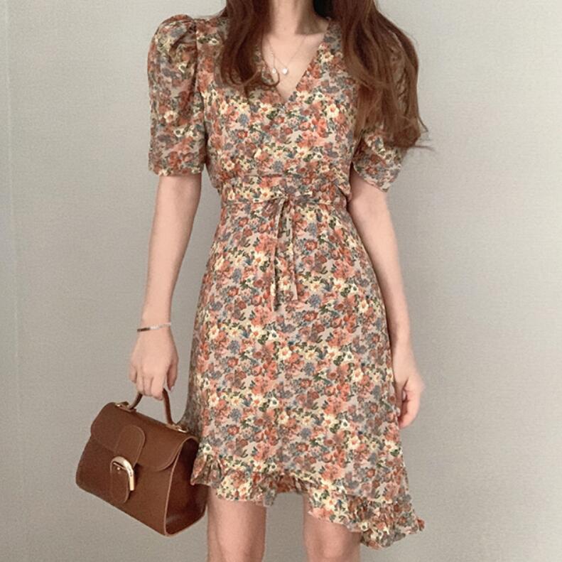 Short Sleeve Floral Dress Summer Fashion Temperament