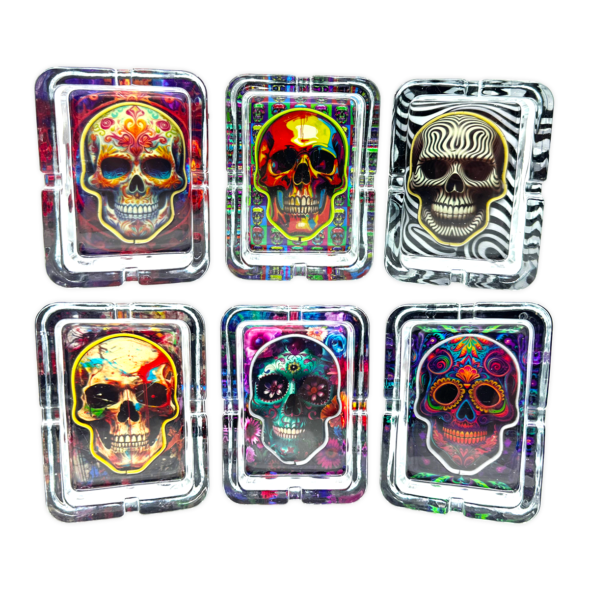 Novelty Brands - Light-Up Skull Glass Ashtray - 6 Per Retail Ready Display