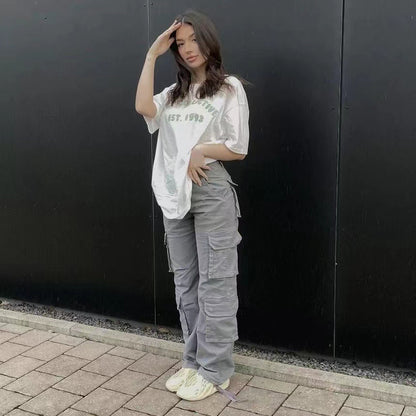 Street Hip-hop Trousers With Pockets Low Waist Overalls Fashion Casual Cargo Pants