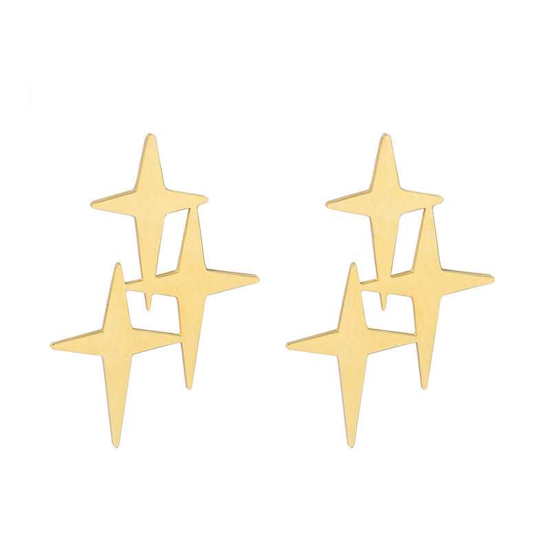 Light Luxury Minority Temperament Exaggerated Cross Eight-pointed Stars Ear Studs