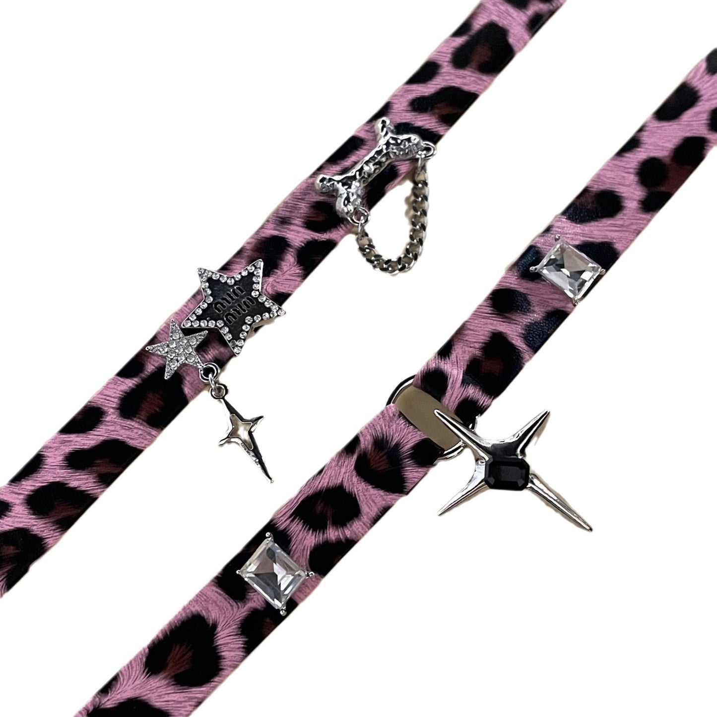 Sweet Cool Hot Girl Leopard Print XINGX Punk Leather Neck Band