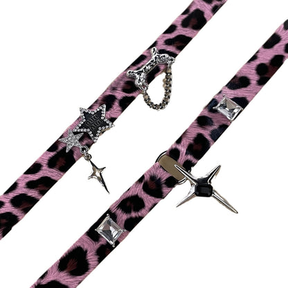 Sweet Cool Hot Girl Leopard Print XINGX Punk Leather Neck Band